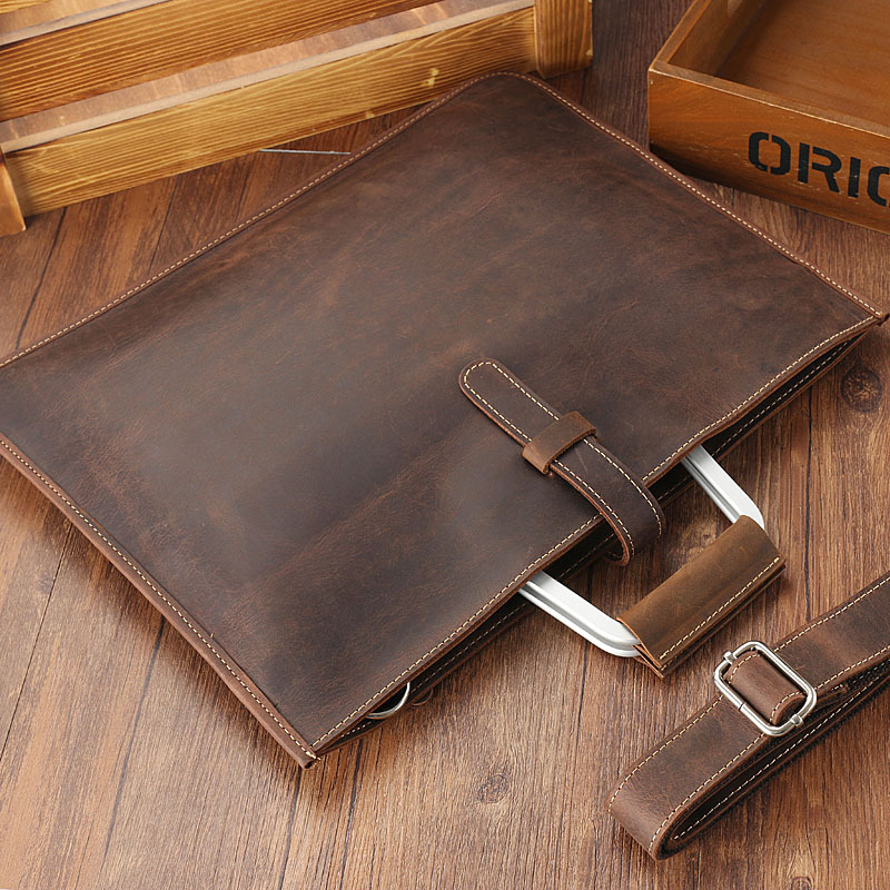 Briefcase Leather Slim - Valigetta da uomo in pelle Crazy