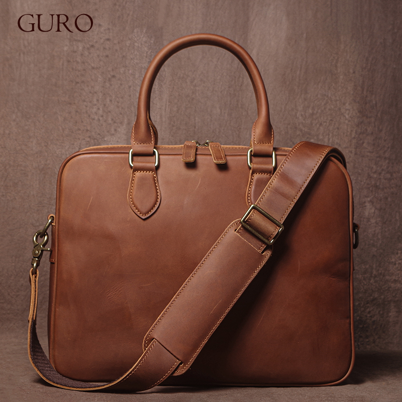 Luxury Bags Laptop - GURO Uomo Crazy Horse Valigetta in